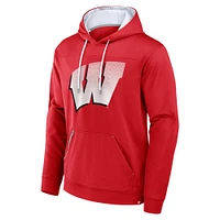 Men's Fanatics Wisconsin Badgers Defender Dot Faded Primary Pullover Hoodie