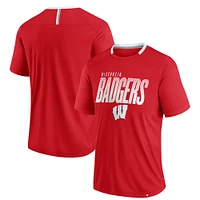 Men's Fanatics Red Wisconsin Badgers Defender Fade Slant T-Shirt
