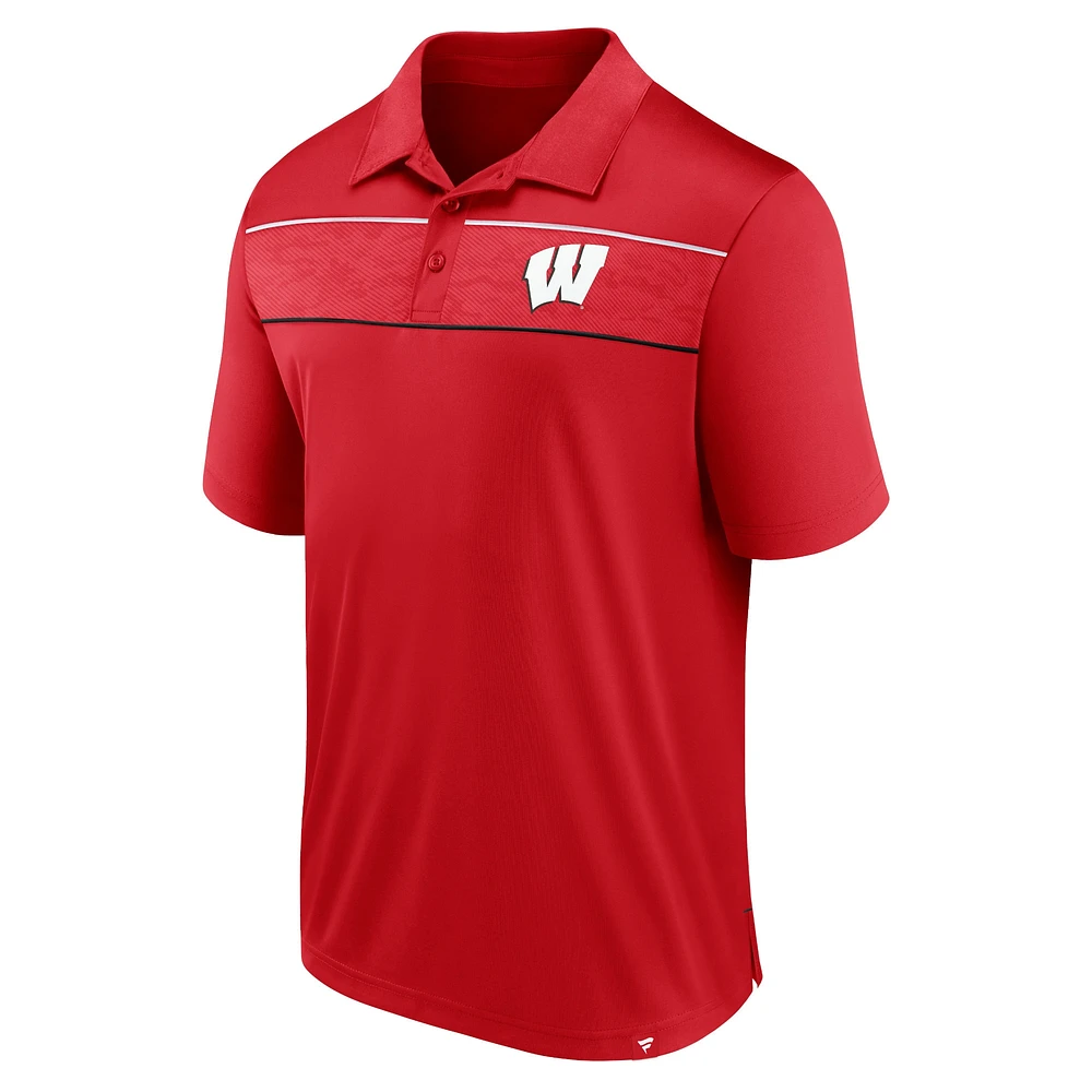 Men's Fanatics  Red Wisconsin Badgers Defender Polo