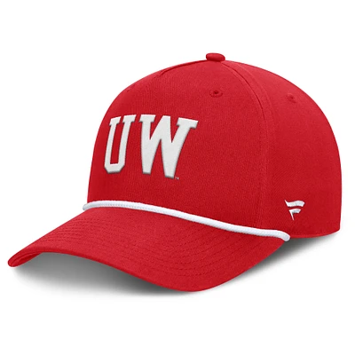 Casquette ajustable en corde pour balles fausses Fanatics Red Wisconsin Badgers pour hommes