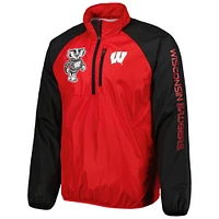 Men's G-III Sports by Carl Banks Red/Black Wisconsin Badgers Point Guard Raglan Half-Zip Jacket