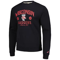 Men's League Collegiate Wear  Black Wisconsin Badgers Bendy Arch Essential Pullover Sweatshirt