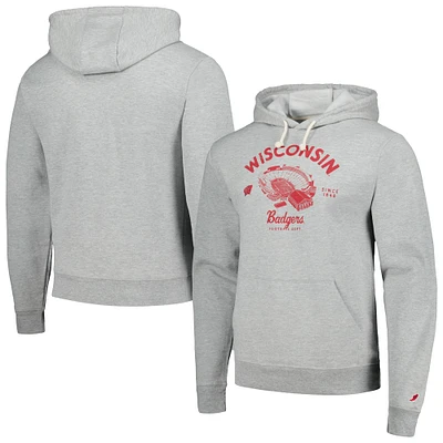 Men's League Collegiate Wear Heather Gray Wisconsin Badgers Stadium Essential Pullover Hoodie