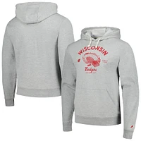 Men's League Collegiate Wear Heather Gray Wisconsin Badgers Stadium Essential Pullover Hoodie