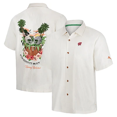Chemise boutonnée blanche pour homme Tommy Bahama Wisconsin Badgers Coconut Matchup Camp