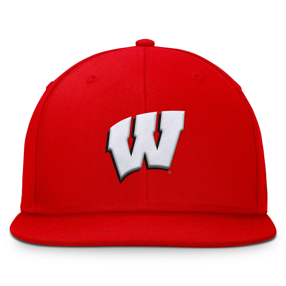 Men's Top of the World Red Wisconsin Badgers Fundamental Snapback Hat