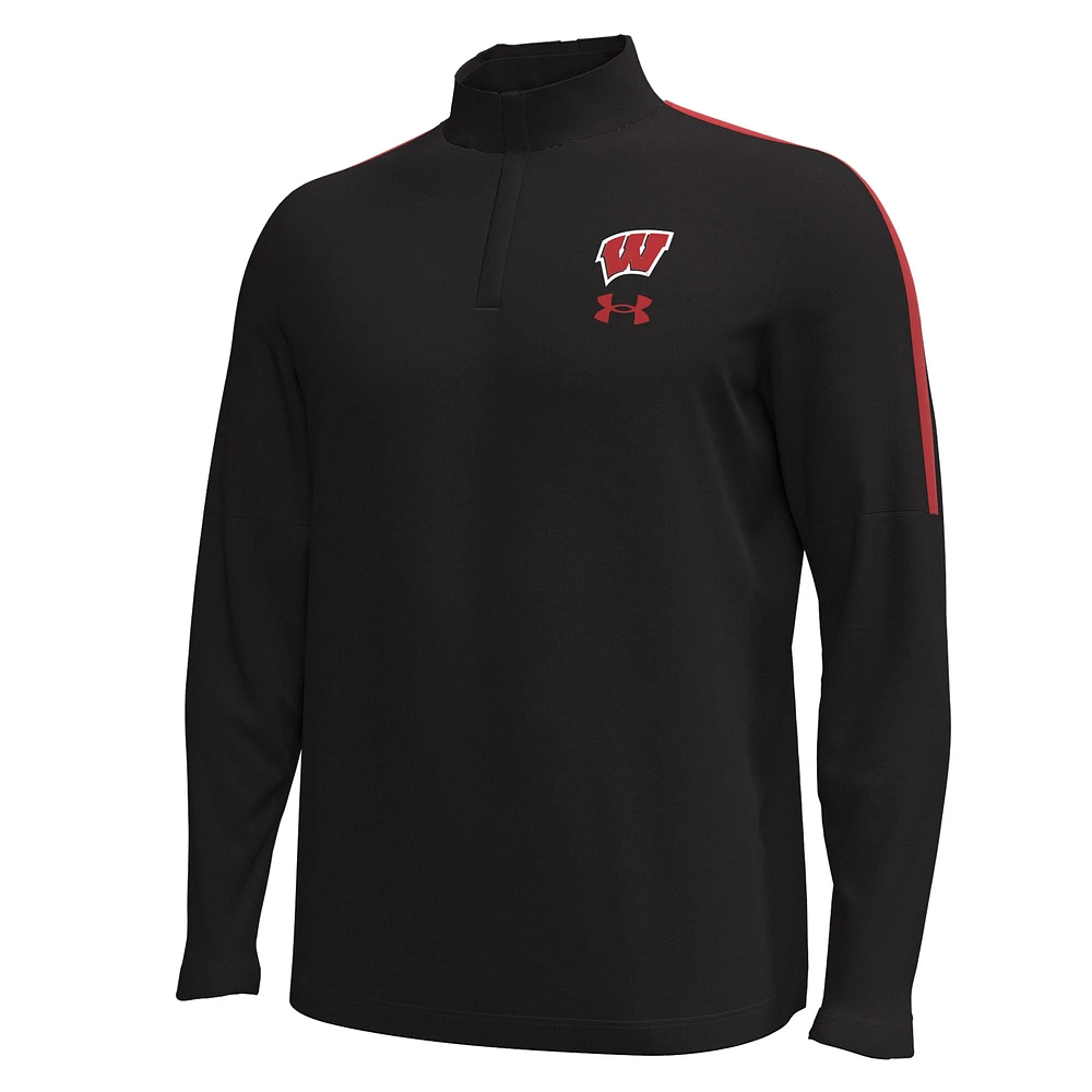 Men's Under Armour Black Wisconsin Badgers Playoff Performance Quarter-Zip Jacket