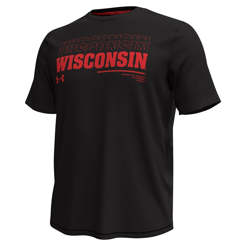 Men's Under Armour Black Wisconsin Badgers Sideline Knockout T-Shirt