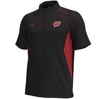 Men's Under Armour  Black Wisconsin Badgers Title Performance Polo