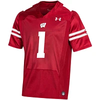 Men's Under Armour #1 Red Wisconsin Badgers Replica Football Jersey