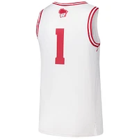 Men's Under Armour #1 White Wisconsin Badgers Replica Basketball Jersey