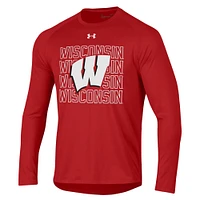 Men's Under Armour Red Wisconsin Badgers 2023 Sideline Tech Raglan Long Sleeve T-Shirt