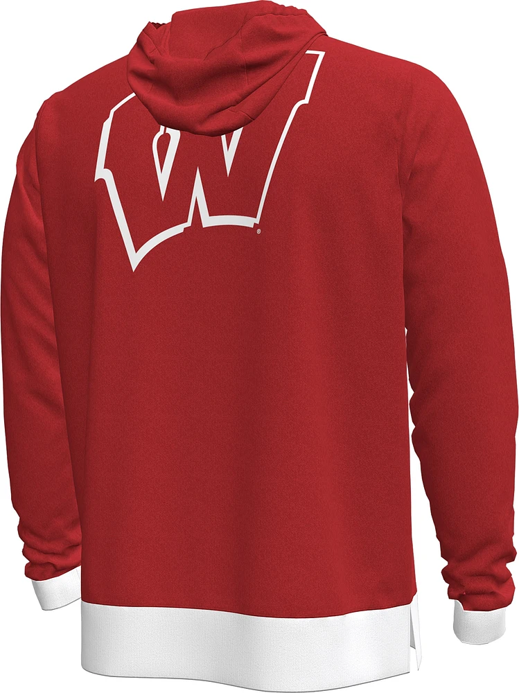 Men's Under Armour Red Wisconsin Badgers 2024 On-Court Shootaround Long Sleeve Hoodie T-Shirt