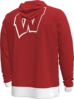 Men's Under Armour Red Wisconsin Badgers 2024 On-Court Shootaround Long Sleeve Hoodie T-Shirt