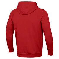 Men's Under Armour Red Wisconsin Badgers 2024 Sideline Wordmark Rival Pullover Hoodie