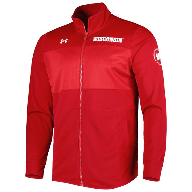 Under Armour Wisconsin Badgers Knit Veste d'échauffement entièrement zippée pour homme Rouge