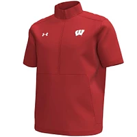 Men's Under Armour Red Wisconsin Badgers Motivate Quarter-Zip Short Sleeve Top
