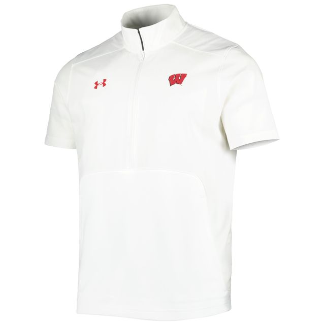 Under Armour Wisconsin Badgers Motivate 2.0 Veste à demi-fermeture éclair pour homme Blanc