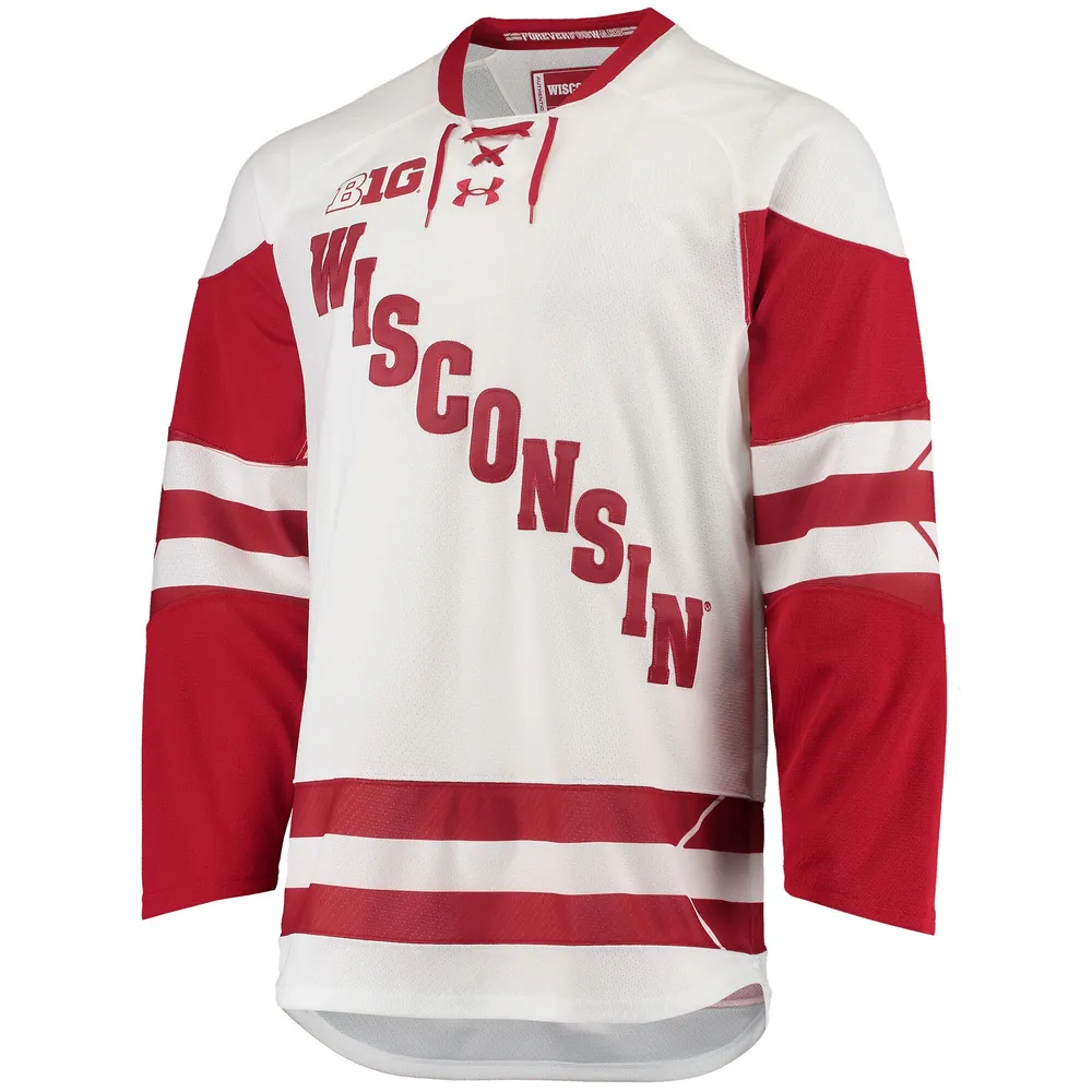 Maillot de hockey Under Armour Wisconsin Badgers UA Replica pour homme Blanc