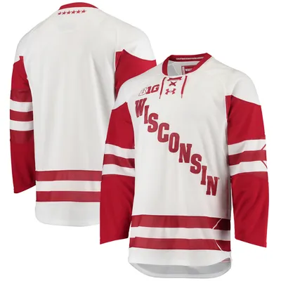 Maillot de hockey Under Armour Wisconsin Badgers UA Replica pour homme Blanc