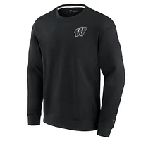 Unisex Fanatics Black Wisconsin Badgers Super Soft Pullover Crew Sweatshirt