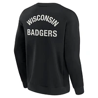Unisex Fanatics Black Wisconsin Badgers Super Soft Pullover Crew Sweatshirt