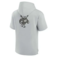 Unisex Fanatics Gray Wisconsin Badgers Elements Super Soft Fleece Short Sleeve Pullover Hoodie