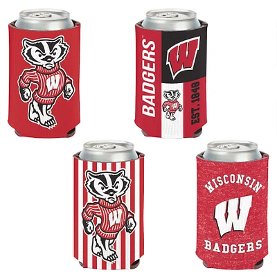 WinCraft Wisconsin Badgers, paquet de 4, 12 oz. Ensemble refroidisseur de canettes