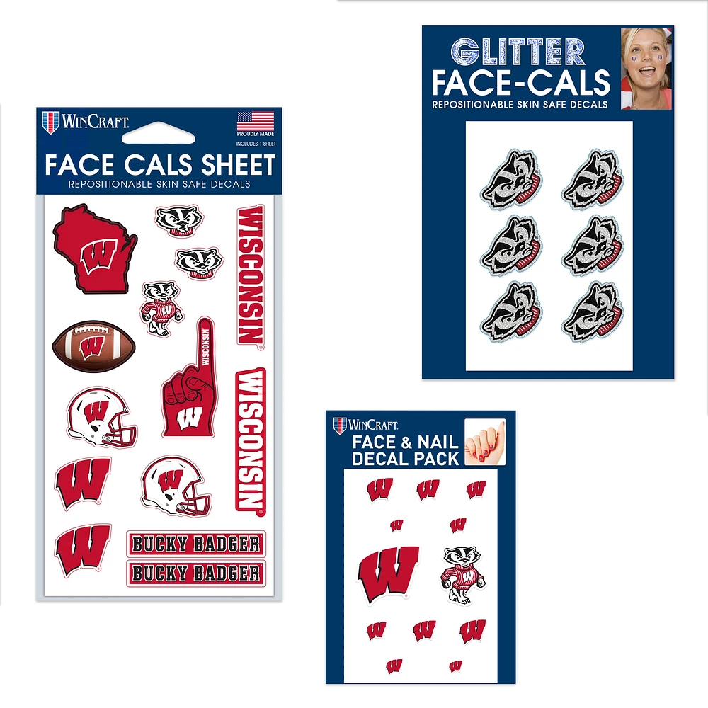Ensemble de tatouages ​​sans eau WinCraft Wisconsin Badgers 4" x 7"