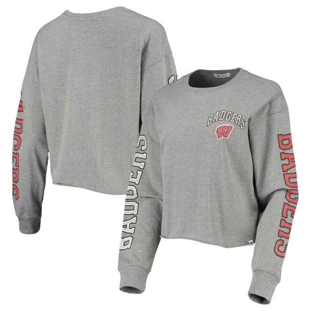 T-shirt court à manches longues Ultra Max Parkway '47 Heathered Grey Wisconsin Badgers pour femme