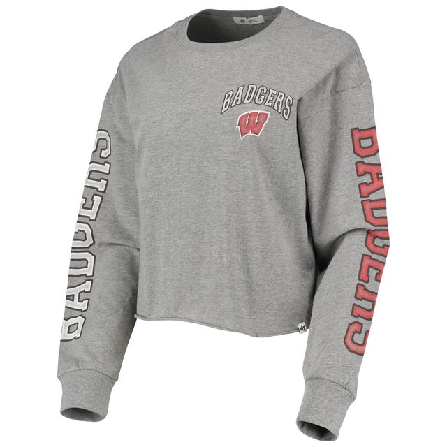T-shirt court à manches longues Ultra Max Parkway '47 Heathered Grey Wisconsin Badgers pour femme