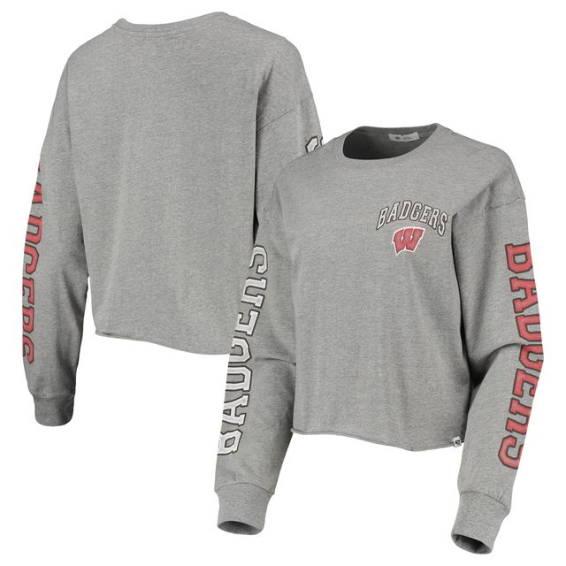 T-shirt court à manches longues Ultra Max Parkway '47 Heathered Grey Wisconsin Badgers pour femme