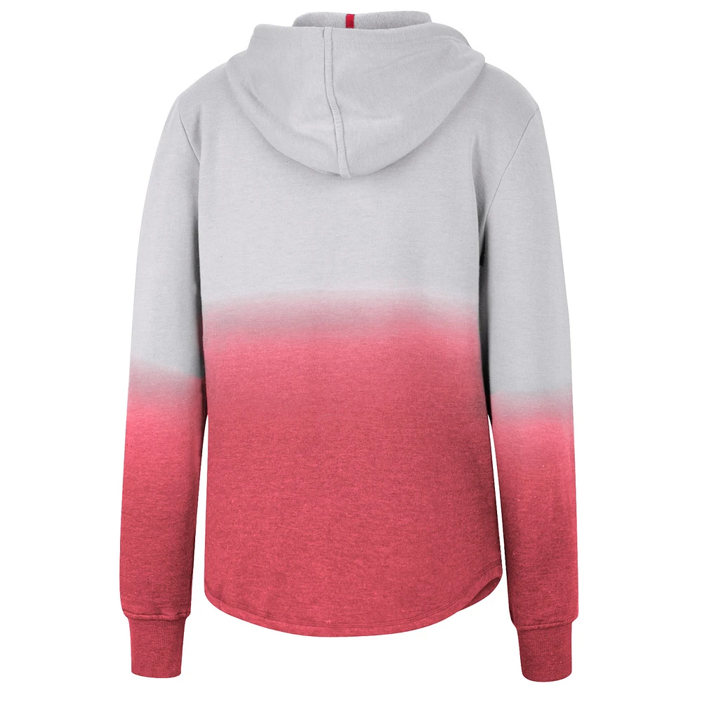 Women's Colosseum Gray/Red Wisconsin Badgers Aurelia Dip-Dye Quarter-Snap Pullover Hoodie