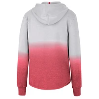 Women's Colosseum Gray/Red Wisconsin Badgers Aurelia Dip-Dye Quarter-Snap Pullover Hoodie