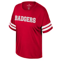Women's Colosseum  Red Wisconsin Badgers Treasure Oversized Sequin T-Shirt