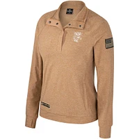 Women's Colosseum Tan Wisconsin Badgers OHT Military Appreciation Sand Tatum Quarter-Snap Raglan Jacket