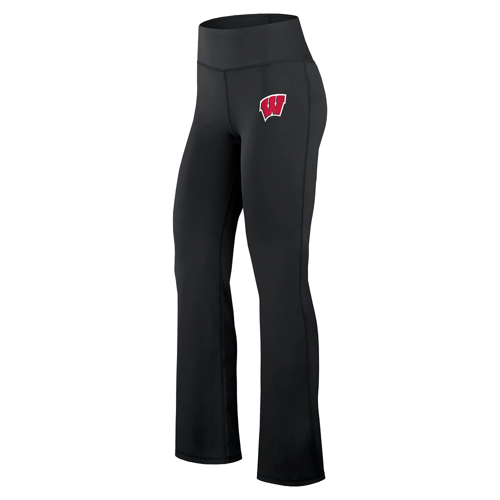 Women's Fanatics Black Wisconsin Badgers Training Camp Maxed Out Flare Leggings