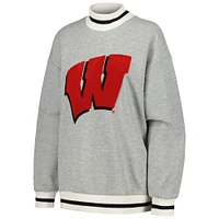Women's Gameday Couture Ash Wisconsin Badgers It To Win Sporty Mock Neck Pullover Sweatshirt