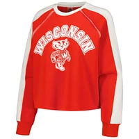 Women's Gameday Couture Red Wisconsin Badgers Blindside Raglan Cropped Pullover Sweatshirt