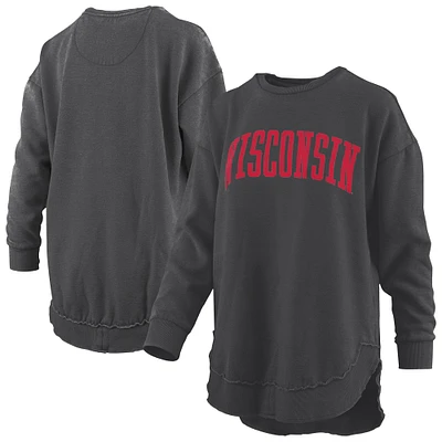 Sweat-shirt à manches longues en polaire vintage Pressbox Black Wisconsin Badgers Melange pour femme