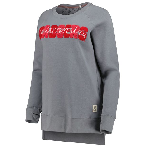 Sweat-shirt raglan Pressbox Wisconsin Badgers Pinehurst Chenille gris pour femme