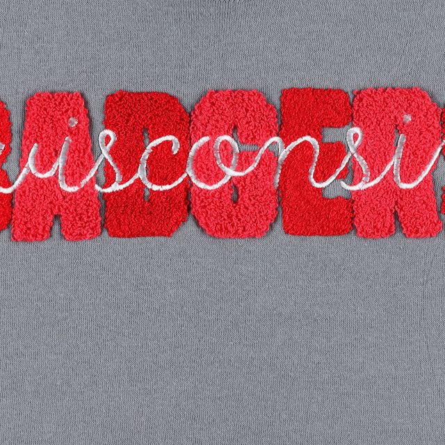 Sweat-shirt raglan Pressbox Wisconsin Badgers Pinehurst Chenille gris pour femme