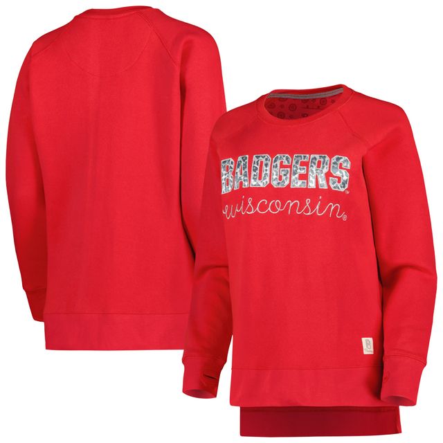 Sweat-shirt à manches raglan Pressbox Wisconsin Badgers Steamboat pour femme, rouge, imprimé animal