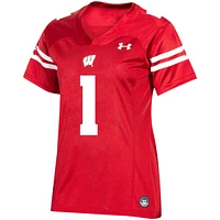 Women's Under Armour #1 Red Wisconsin Badgers Team Replica Football Jersey