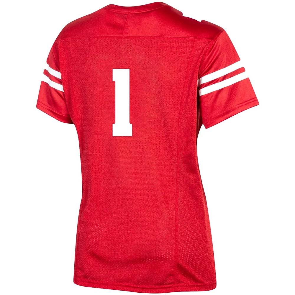 Women's Under Armour #1 Red Wisconsin Badgers Team Replica Football Jersey