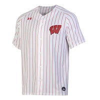 Women's Under Armour White/Red Wisconsin Badgers Full-Button Replica Softball Jersey