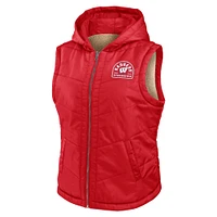 Women's WEAR by Erin Andrews Red/Cream Wisconsin Badgers Reversible Full-Zip Hoodie Vest