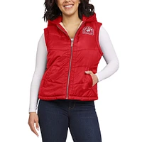 Women's WEAR by Erin Andrews Red/Cream Wisconsin Badgers Reversible Full-Zip Hoodie Vest