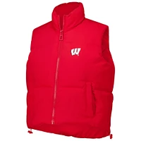 Women's ZooZatz Red Wisconsin Badgers Cropped Puffer Full-Zip Vest