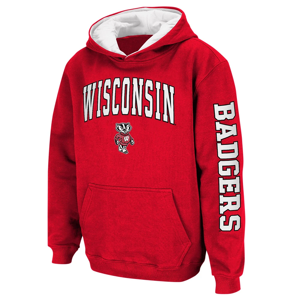 Youth Colosseum Red Wisconsin Badgers 2-Hit Team Pullover Hoodie